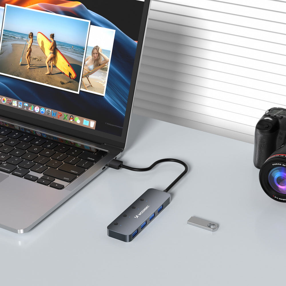 Wozinsky WHS080YSS 4x USB-A 3.0 Hub with Individual Switches, Aluminum, with 15 cm USB-A Cable - Gray - OUTLET_5
