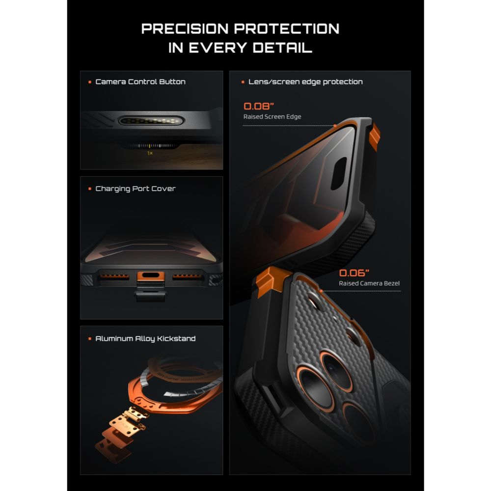 Supcase UB Grip Mag MagSafe Aramid Case for iPhone 18 Pro Max / 17 Pro Max - Black and Orange_9