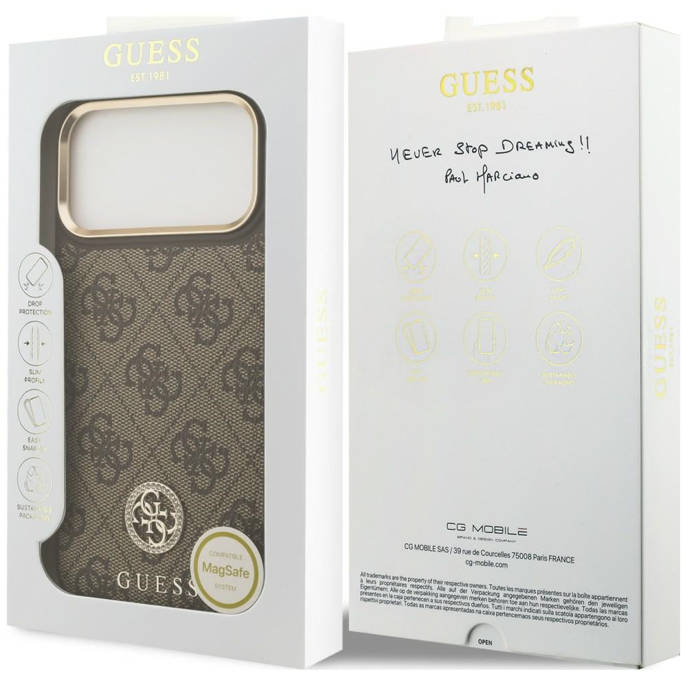 Etui Guess 4G Strass Logo MagSafe na iPhone 18 Pro Max / 17 Pro Max - brązowe_7