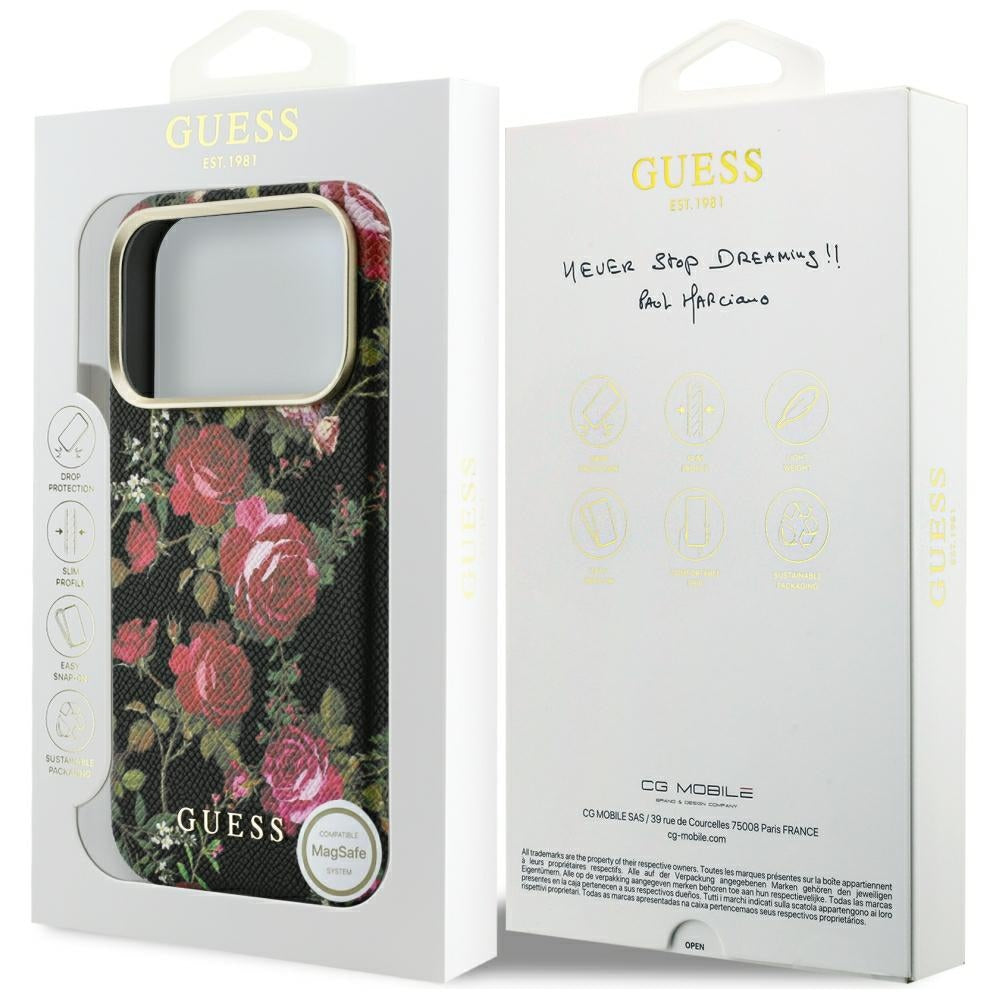 Etui Guess Blossom Roses Print MagSafe na iPhone 18 Pro Max / 17 Pro Max - czarne_7