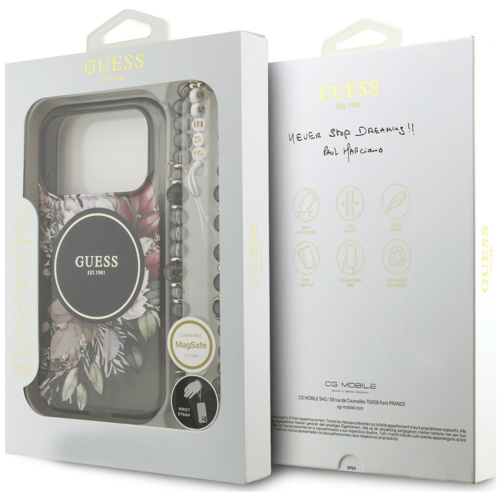 Etui Guess IML Flowers Pearl Strap MagSafe na iPhone 18 Pro / 17 Pro - czarne_7