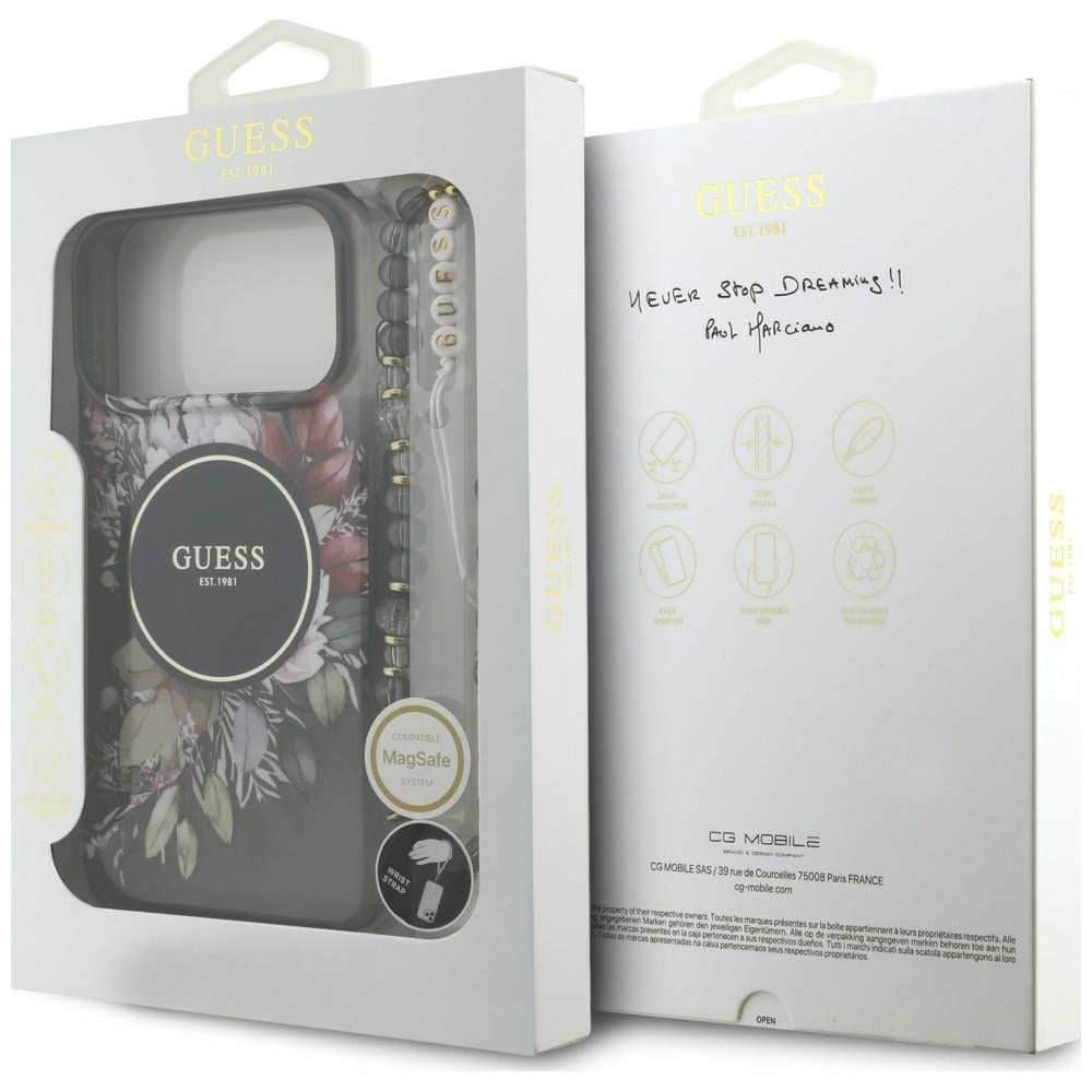 Etui Guess IML Flowers Pearl Strap MagSafe na iPhone 18 Pro Max / 17 Pro Max - czarne_7