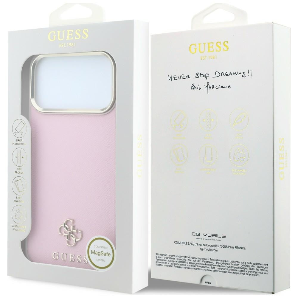 Etui Guess Saffiano Small 4G & Classic Logo MagSafe na iPhone 18 Pro / 17 Pro - różowe_7