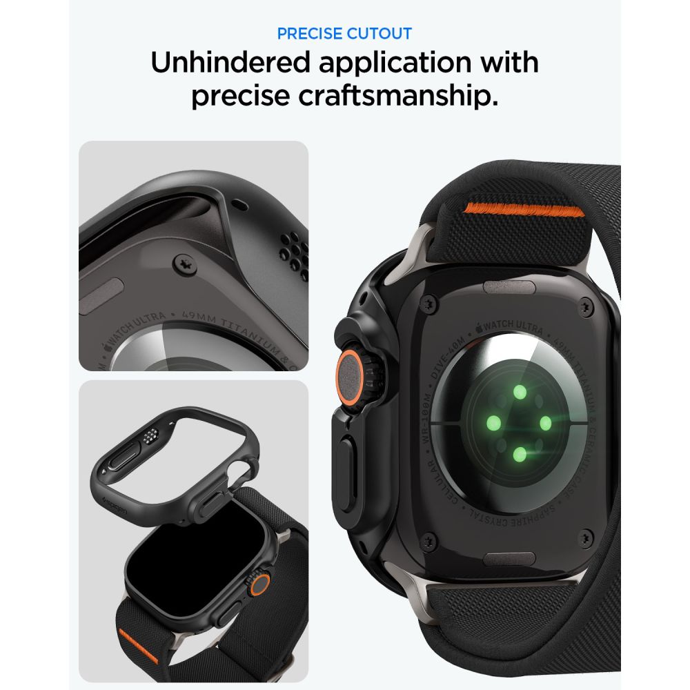 Spigen Thin Fit case + Spigen Lite Fit Ultra band set for Apple Watch Ultra (49 mm) - matte black_9
