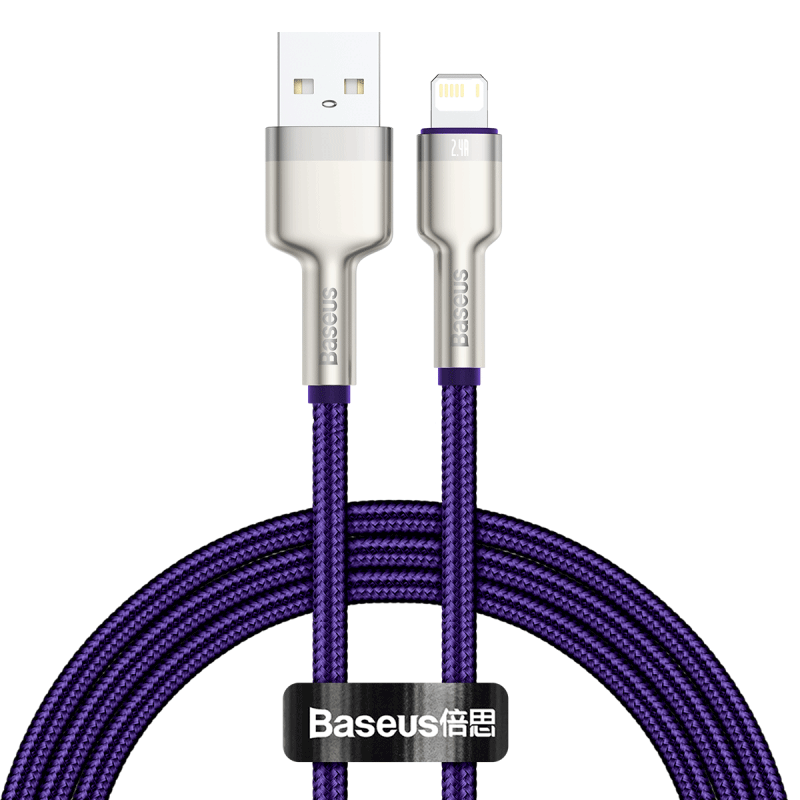 USB cable for Lightning Baseus Cafule, 2.4A, 1m (purple)_0