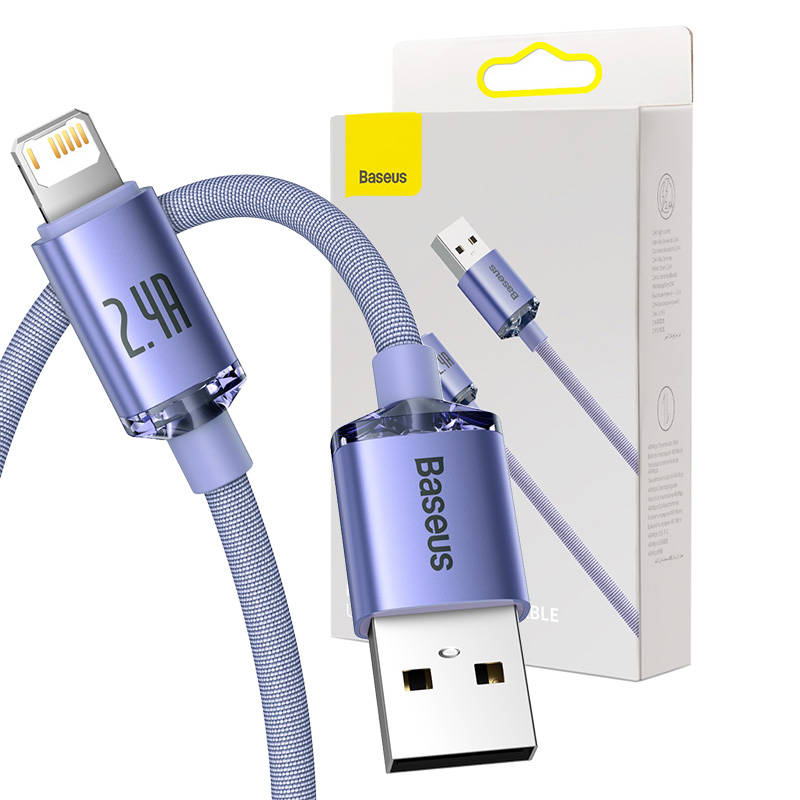 Baseus Crystal Shine Series cable USB cable for fast charging and data transfer USB Type A - Lightning 2.4A 2m purple (CAJY000105)_1