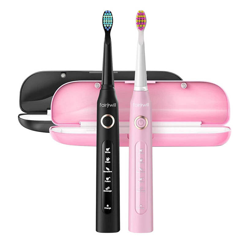 Sonic toothbrushes with head set and case FairyWill FW-507 (Black and pink)_0