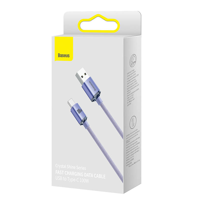 Baseus Crystal Shine Series cable USB cable for fast charging and data transfer USB Type A - USB Type C 100W 1.2m purple (CAJY000405)_11