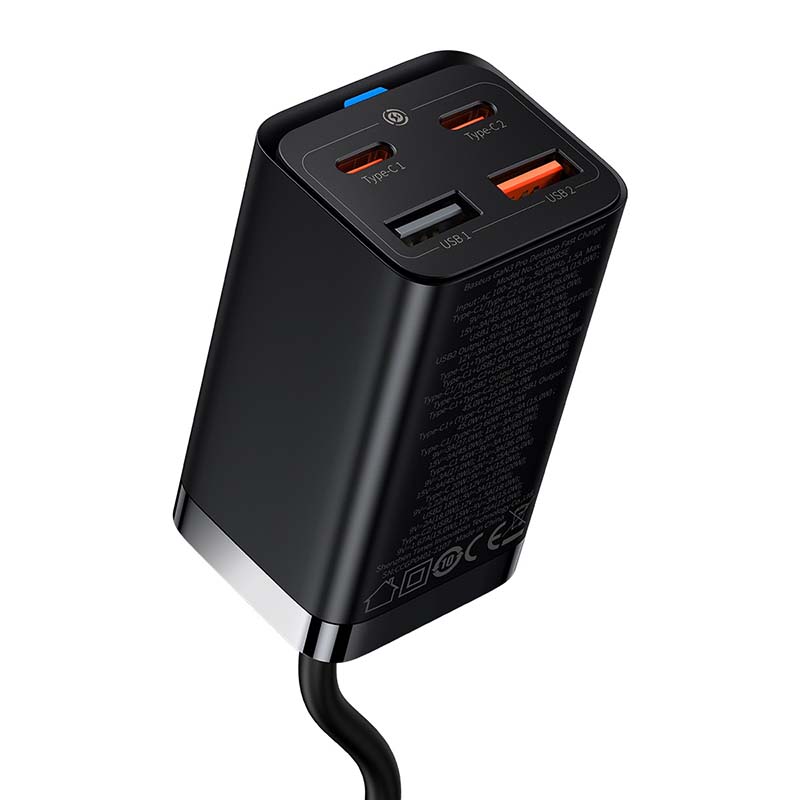 Baseus GaN3 Pro fast charger GaN 2 x USB Type C / 2 x USB 65W PD, QC4.0+, AFC, PPS + cable USB Type C - USB Type C 1m black (CCGP040101)_21