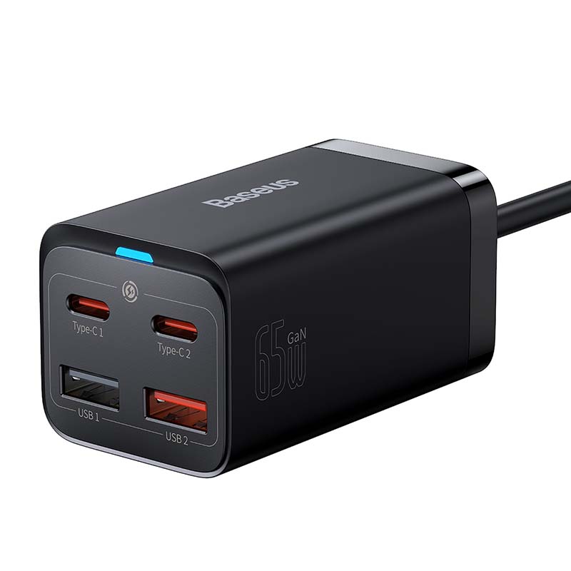Baseus GaN3 Pro fast charger GaN 2 x USB Type C / 2 x USB 65W PD, QC4.0+, AFC, PPS + cable USB Type C - USB Type C 1m black (CCGP040101)_13