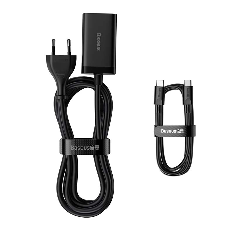 Baseus GaN3 Pro fast charger GaN 2 x USB Type C / 2 x USB 65W PD, QC4.0+, AFC, PPS + cable USB Type C - USB Type C 1m black (CCGP040101)_15