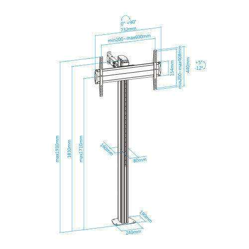 TooQ FS2270M-B soporte para TV 177,8 cm (70") Plata_7