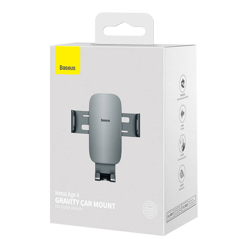 Baseus Metal Age II Gravitational Car Holder on ventilation grid (gray)_11