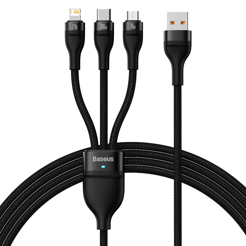 Baseus Flash Series II cable USB - USB Type C / Lightning / micro USB 100 W 1.2 m black (CASS030001)_3
