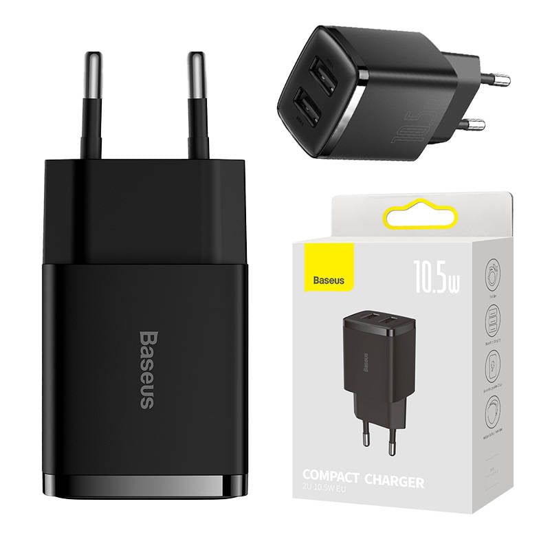 Baseus Compact Quick Charger, 2x USB, 10.5W (black)_0