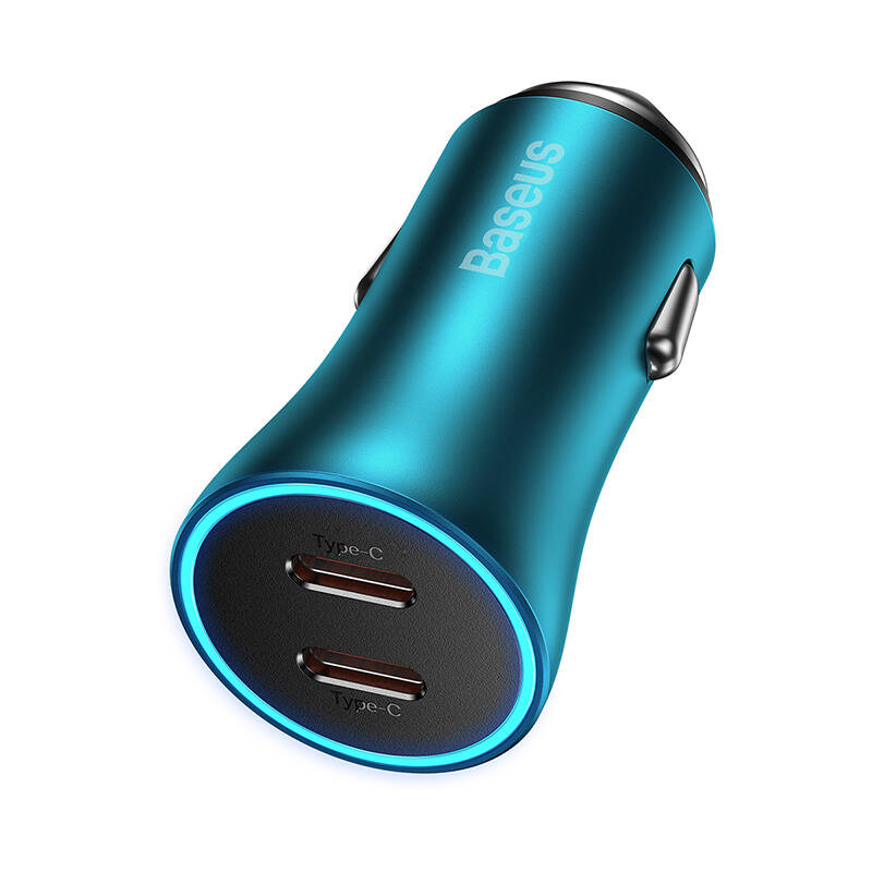 Baseus Golden Contactor Pro car charger, 2x USB-C, 40W (blue)_0