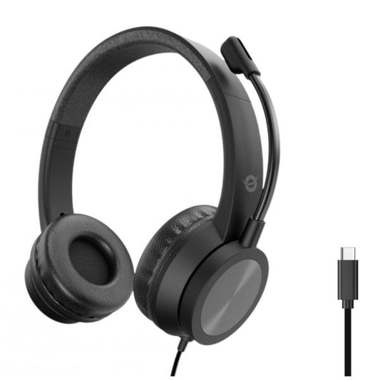 Cuffia Stereo USB-C Conceptronic / Preto / Microfone com Redução de Ruído e Controlo Remoto (POLONA05BC)_0