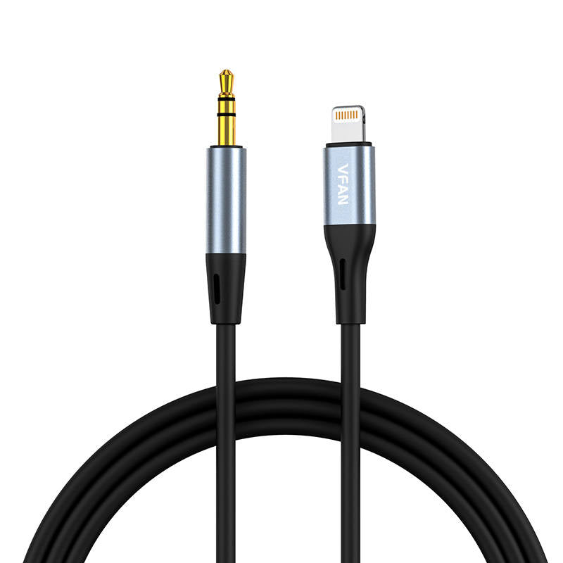 Cable VFAN L05 Lightning to mini jack 3.5mm AUX, 1m (gray)_0