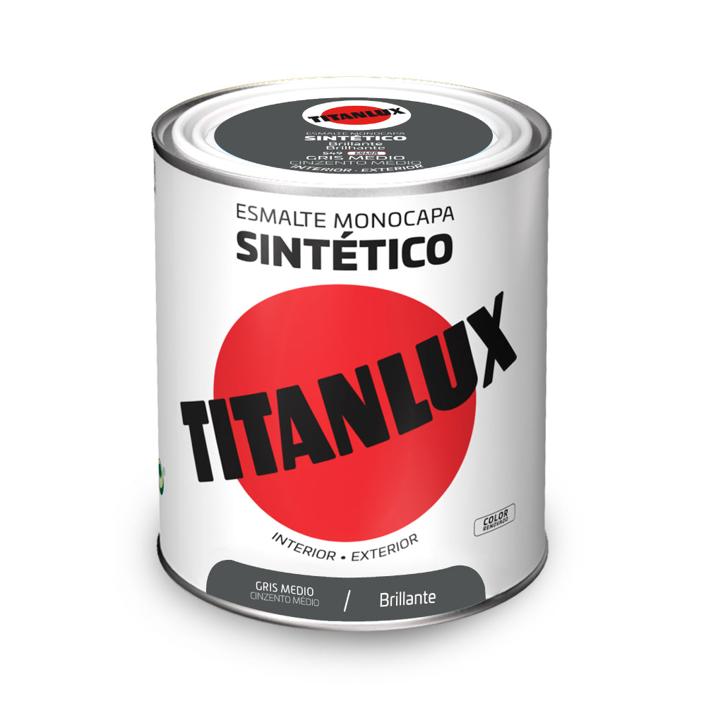 Esmalte sintético monocapa brilhante cinzento médio 750ml titanlux 5808971_0
