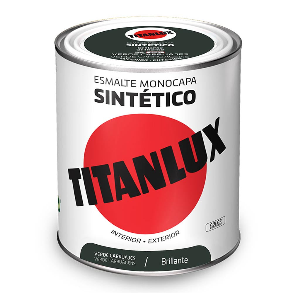 Esmalte sintético monocamada brilhante verde carruagem 750ml titanlux 5808988_0