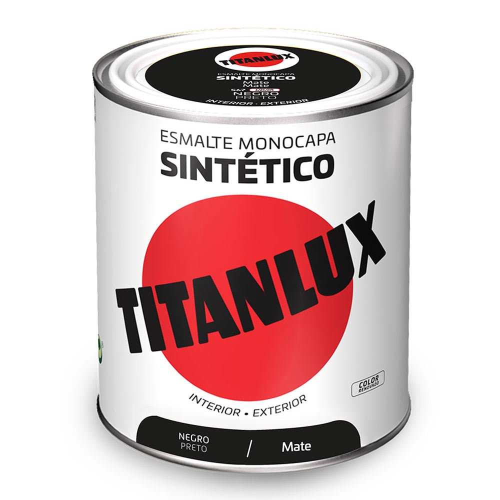 Esmalte sintético monocamada mate preto 750ml titanlux 5809006_0