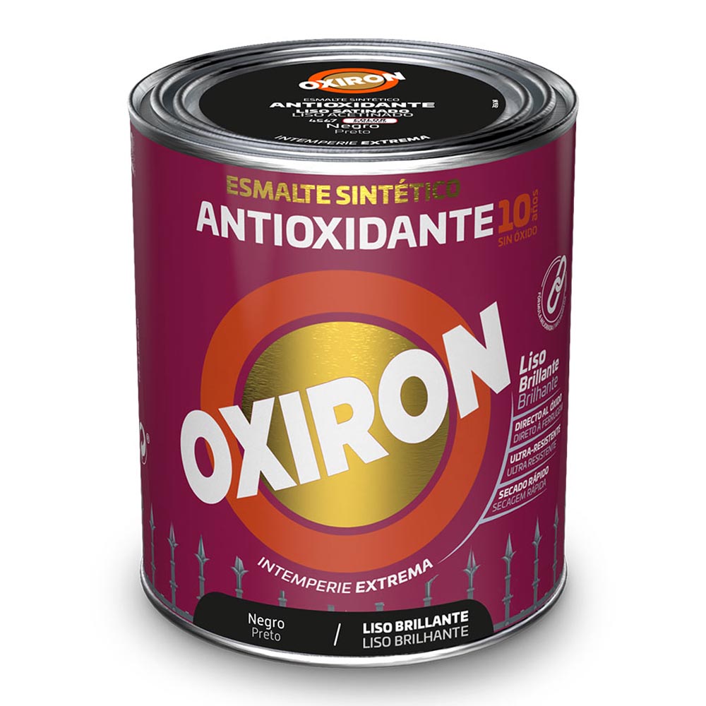 Esmalte sintético metálico antioxidante oxiron liso brilhante preto 750ml titan 5809081_0