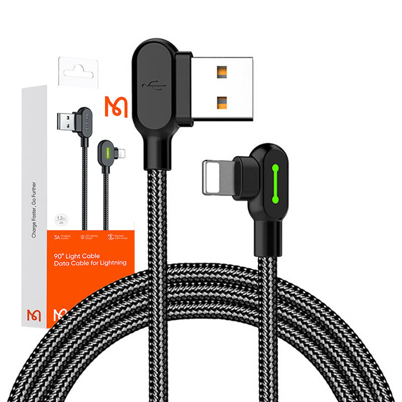 Angle USB Lightning Cable Mcdodo CA-4671 LED, 1.2m (Black)_2