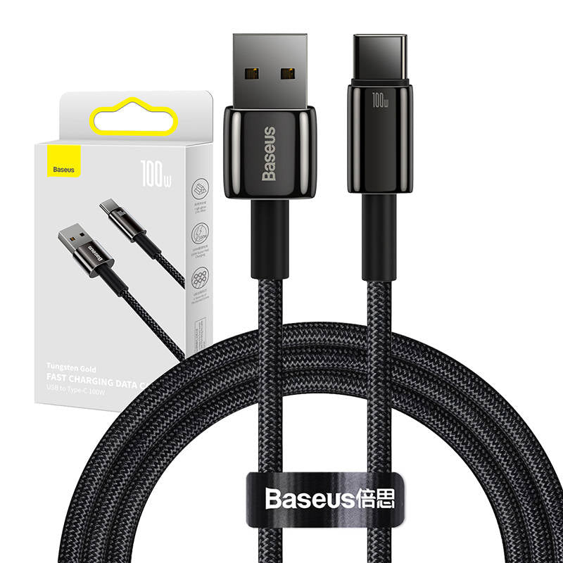 Baseus Tungsten Gold Cable USB to USB-C, 100W, 1m (black)_0