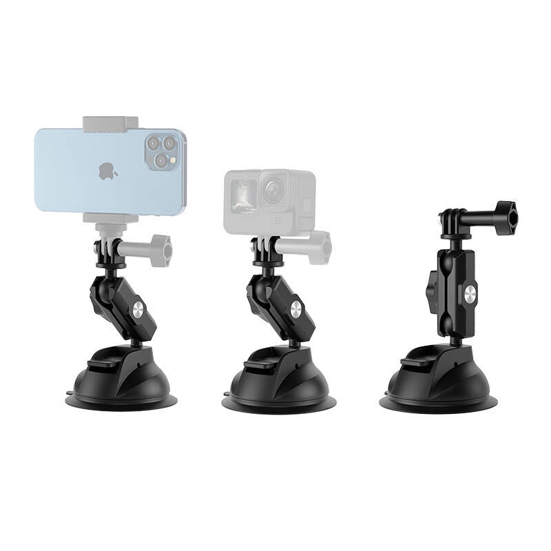 TELESIN Universal Suction Cup Holder with phone holder and action camera mounting TE-SUC-012_3
