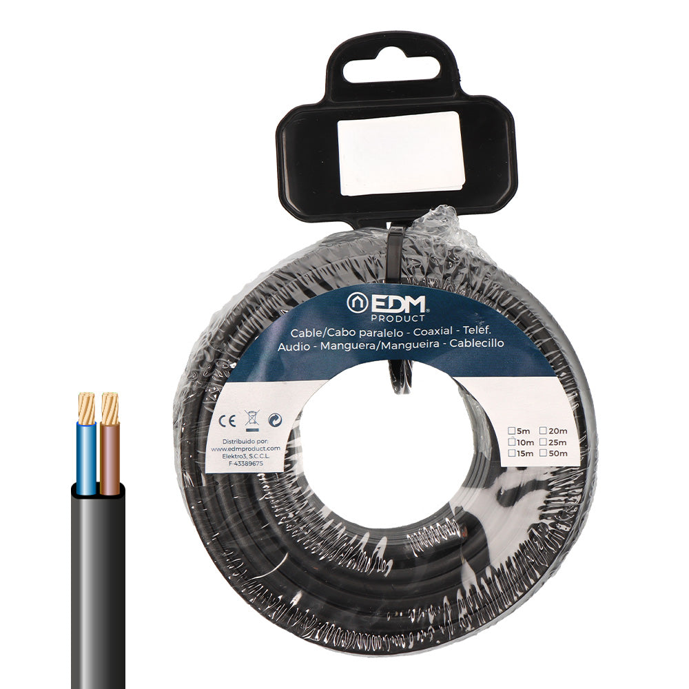 Carretel de cabo paralelo plano vvk(h2) 06/1kv 2 x 2,50 mm² preto, 25 m_0