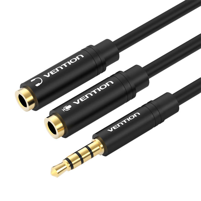 Cable Audio 3.5mm Male to 2x 3.5mm Female Vention BBVBY 0.3m (black)_1