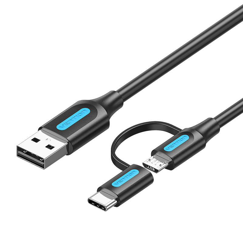 Cable 2in1 USB 2.0 to USB-C/Micro USB Vention CQDBF 1m (black)_0
