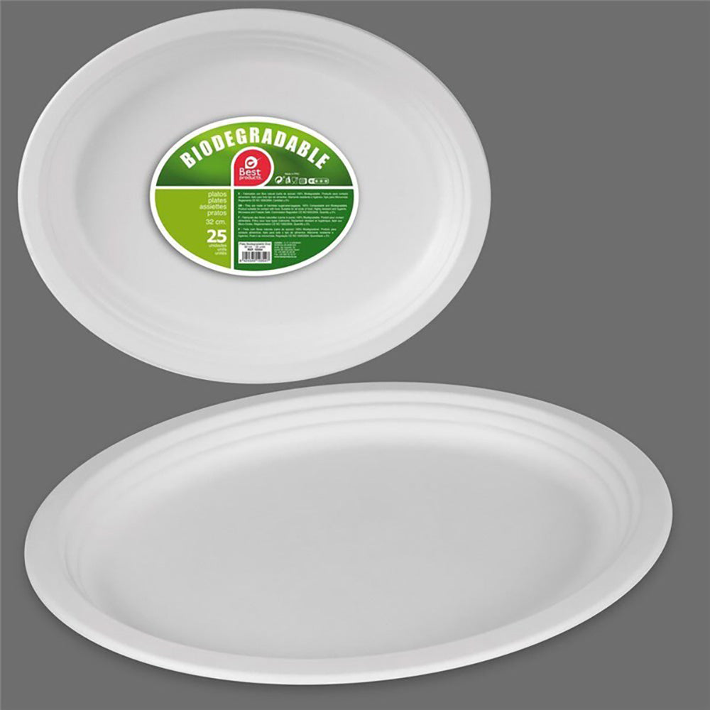 Prato oval biodegradável ø32 cm, 25 unidades_0