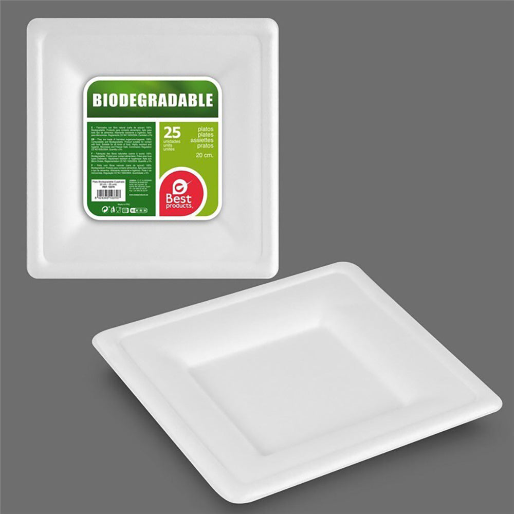 Prato quadrado biodegradável ø20 cm, 25 unidades_0