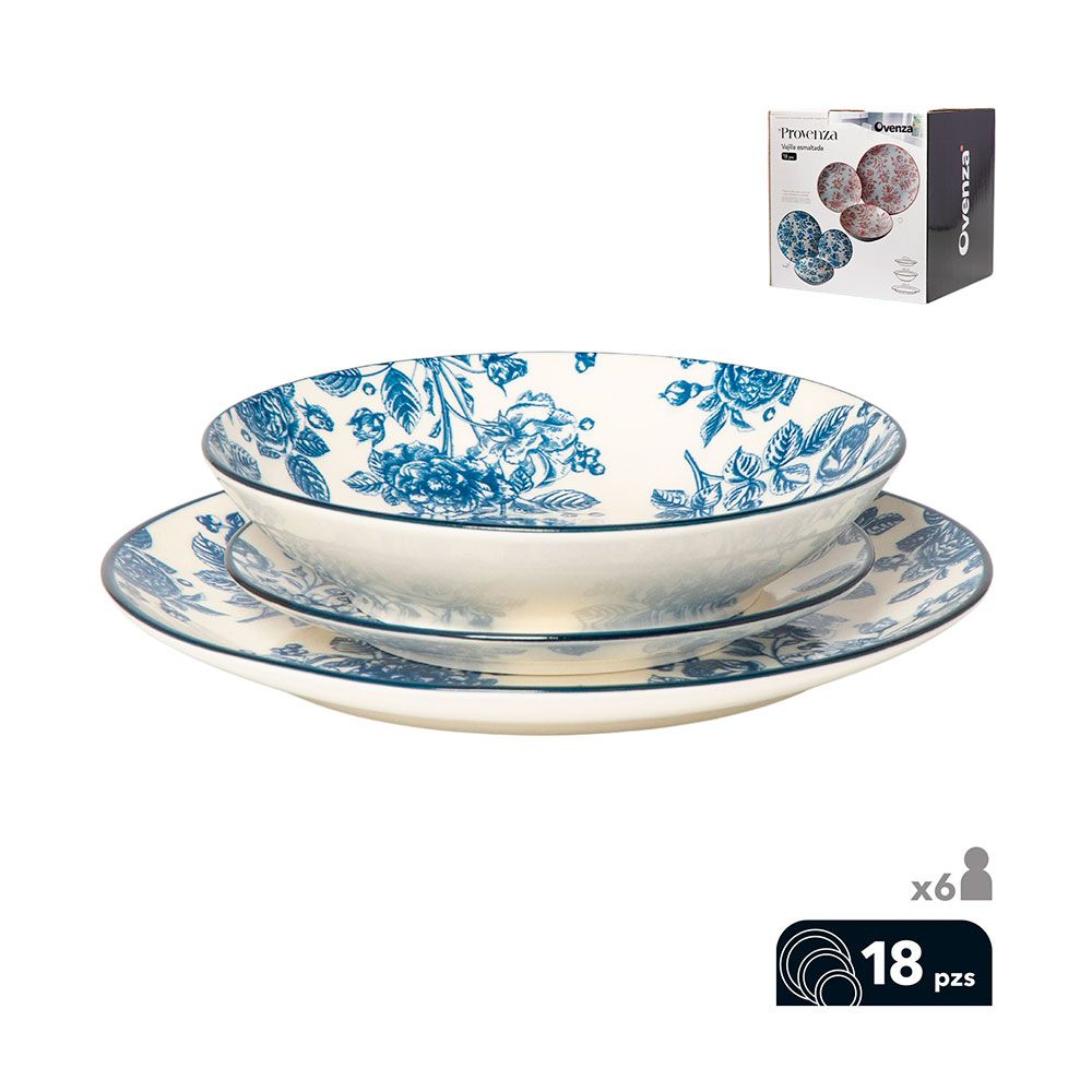 Serviço de loiça de 18 peças, modelo provenza azul_0