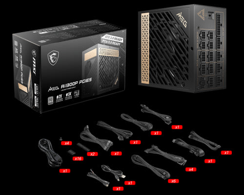MSI MEG AI1300P PCIE5 unidad de fuente de alimentación 1300 W 24-pin ATX ATX Negro_4