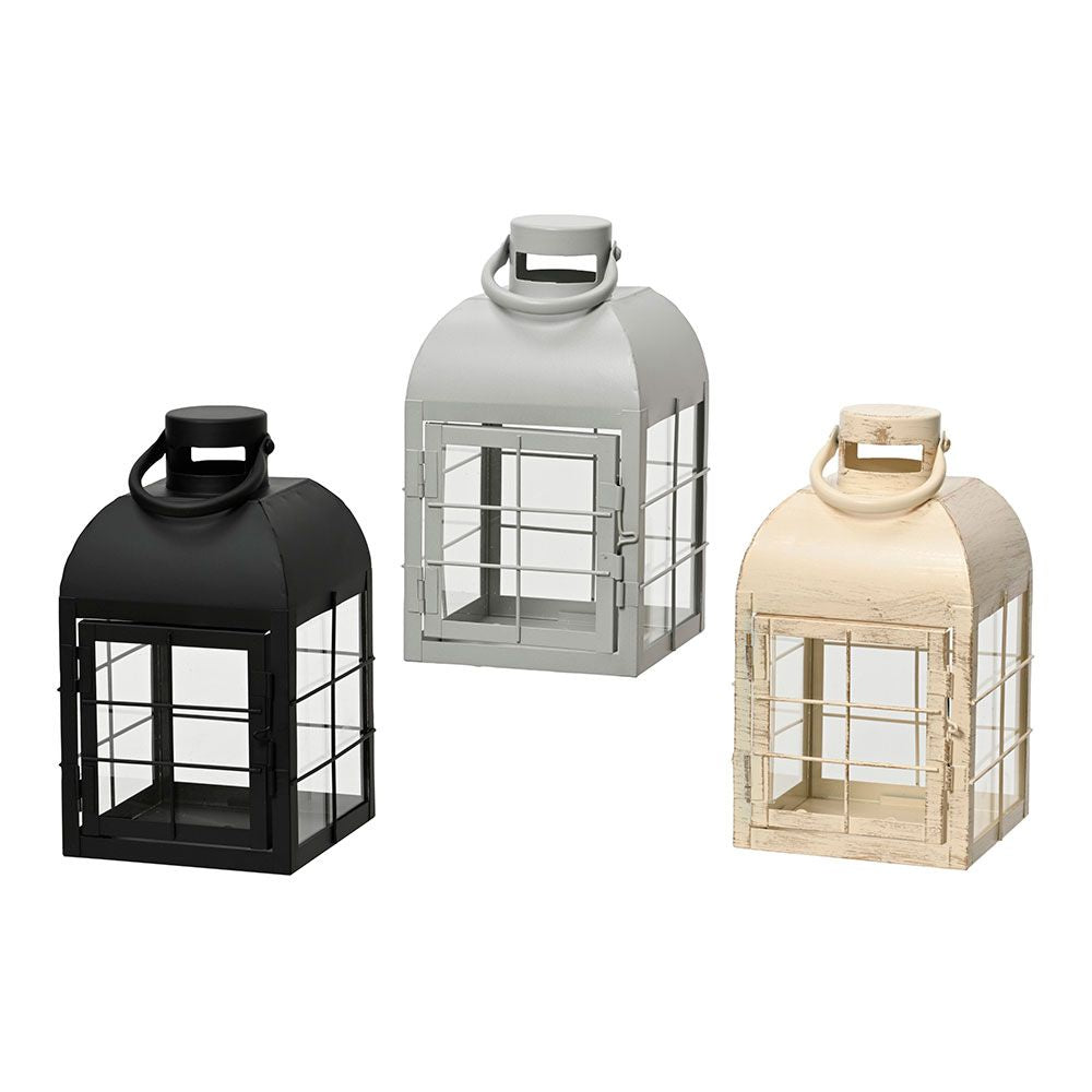 Lanterna porta-velas decorativa de ferro, cores sortidas, 13,5 x 13,5 x 24 cm_0