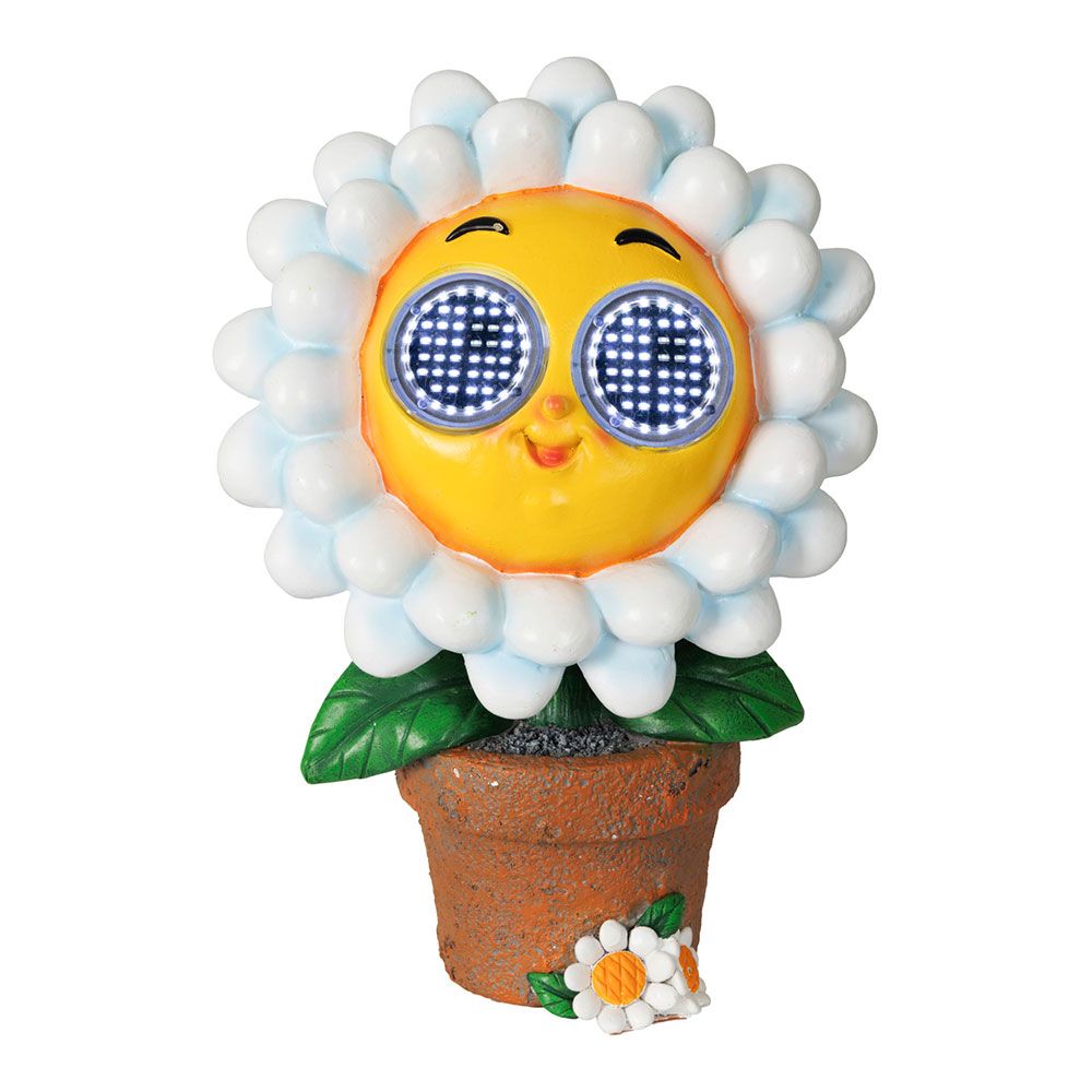 Figura solar margarida branco / amarelo, 15,5 x 10,5 x 22 cm_0