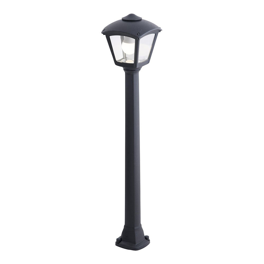 Candeeiro baliza com poste giaffa/roby, transparente, e27, preto, 195 x 195 x 945 mm_0