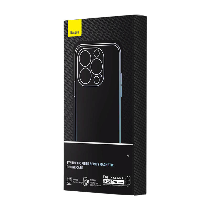 Armored case for iPhone 14 Pro compatible with MagSafe Baseus Synthetic Fiber tempered glass - black_15