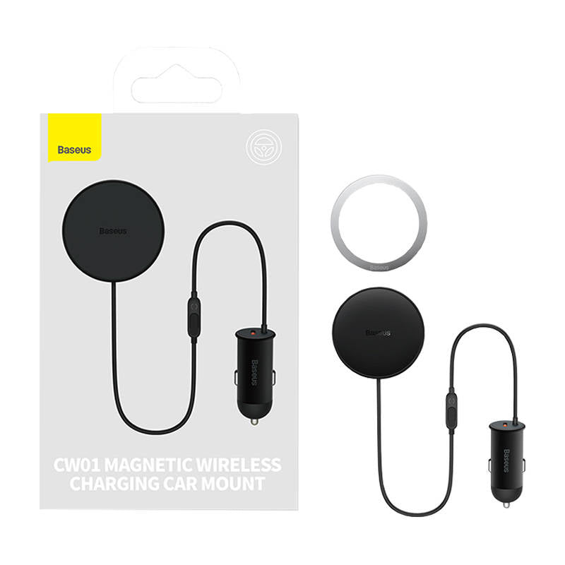 Magnetic Car Phone Holder Baseus CW01 to Ventilation Grid with car charger USB-C, 15W + 25W (black)_0