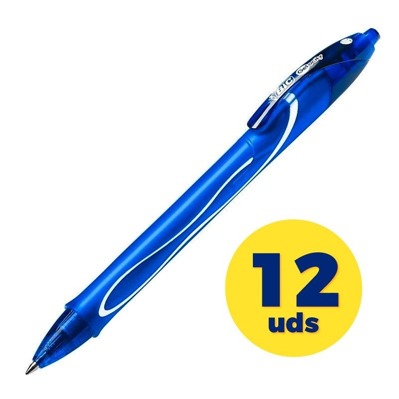 BIC Gelocity Quick Dry 950442 / Conjunto de 12 Canetas de Gel Retráteis / Azul
