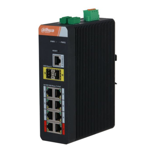 (DH-IS4210-8GT-120) DAHUA SWITCH INDUSTRIAL L2 GESTIONABLE POE 2.0 WATCHDOG 8 PUERTOS + 2 GIGABIT SFP_0