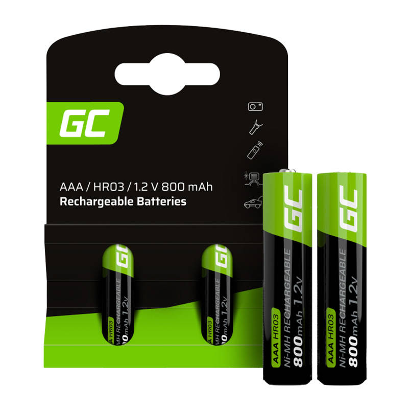 Green Cell Rechargeable Batteries Sticks 2x AAA HR03 800mAh_1
