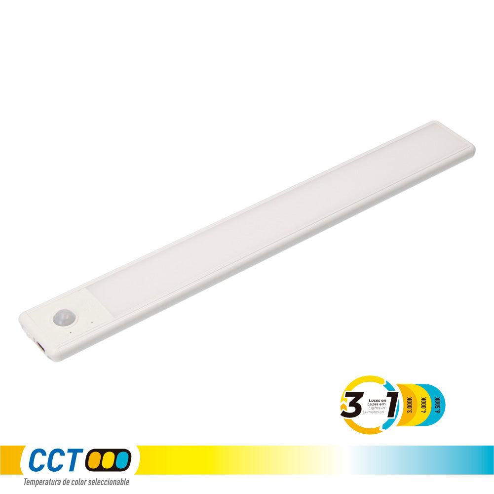 Armadura led regulável e recarregável com sensor, magnética, 1,5 w, 3 cct, 1500 mah, 14 x 40 x 306 mm_0