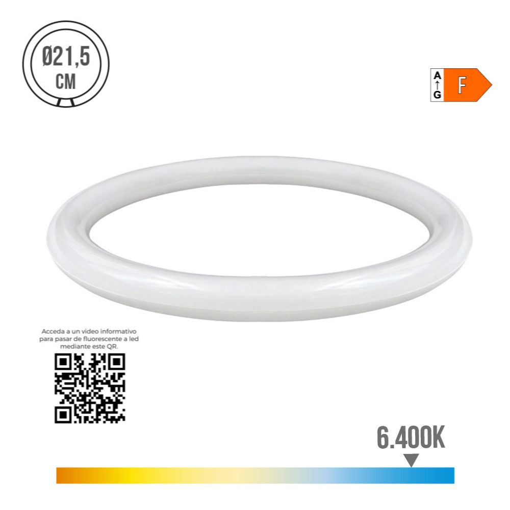 Tubo led circular g10q 15w 1500lm 6400k luz fria (eq. 22w) ø21,5cm edm_0