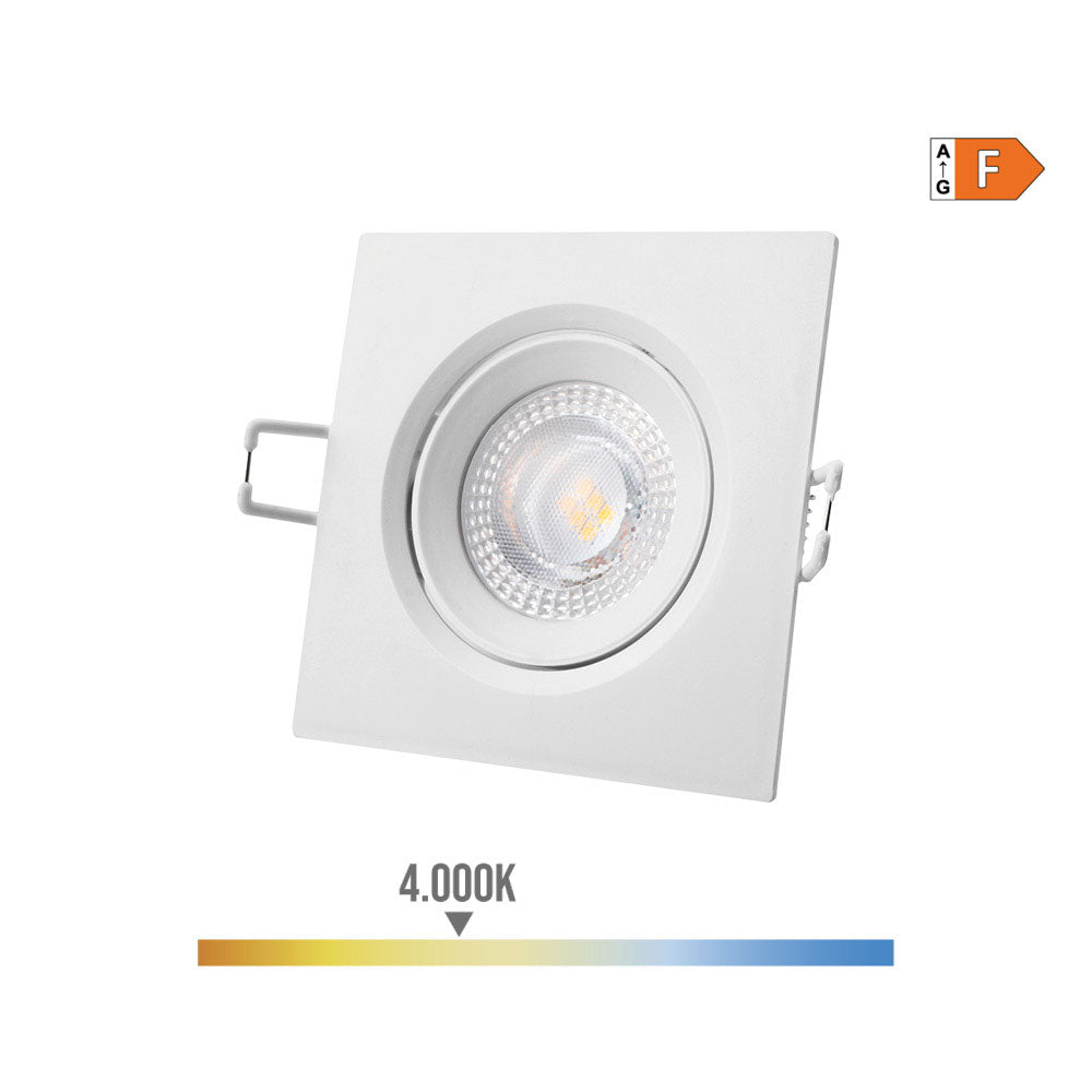 Downlight led quadrado de encastrar 5w 4000k luz dia aro branco 9x9cm edm_0