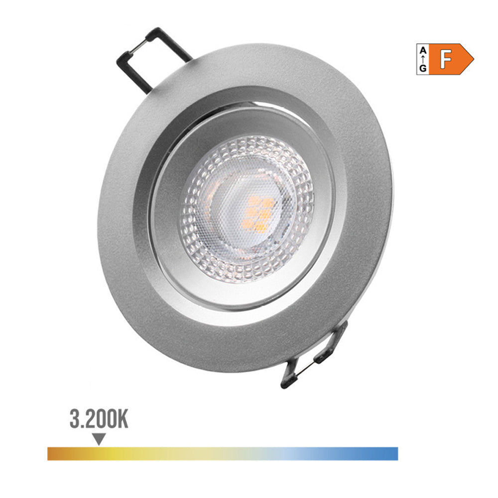 Downlight led redondo de encastrar 5w 3200k luz quente. aro cromado ø9cm edm_0