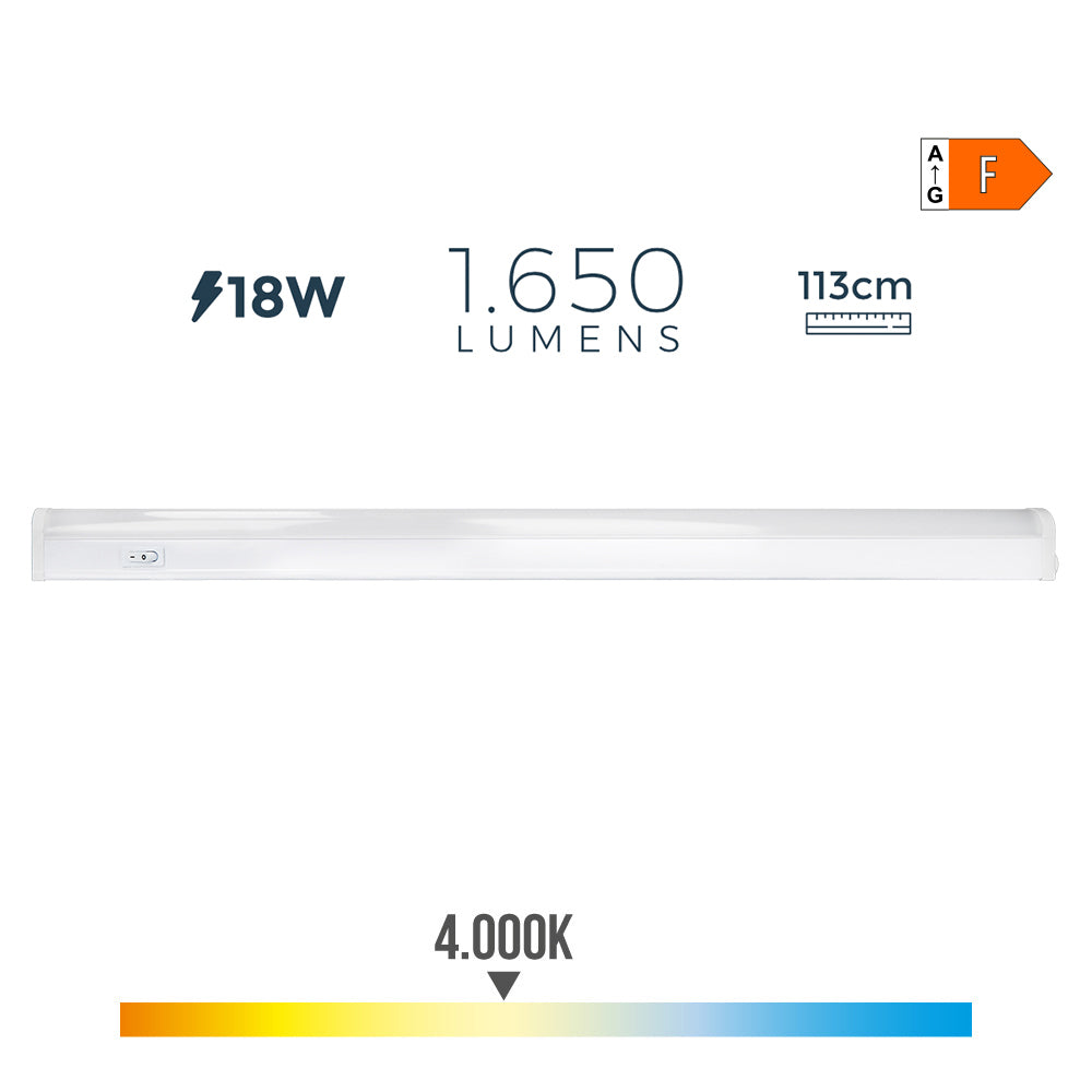 Armadura eletrónica led 18w 1650lm 4000k luz dia 113,8x2,5x3,6cm edm_0