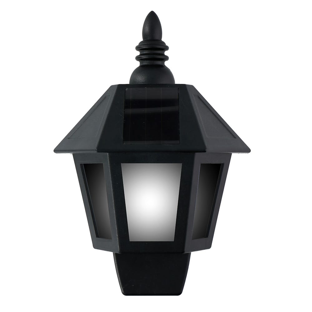 Luminária de parede solar led, efeito luz fria/chama, ip44, preta_0